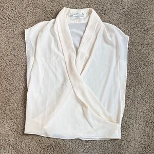 All Saints Cream Draped Sleeveless Blouse 100% Silk